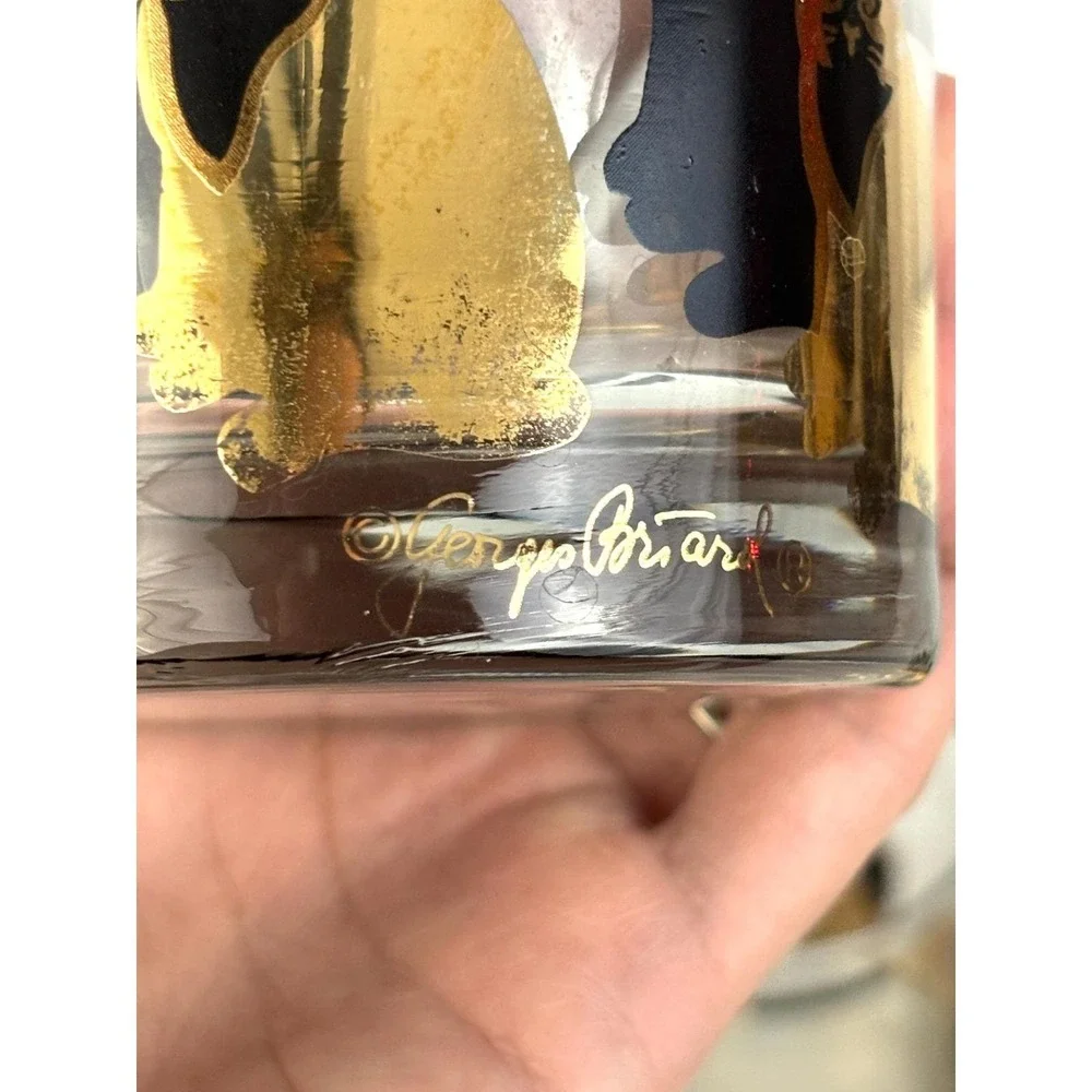 Georges Briard Mid Century Cat Glasses Set of 4 Gold Accent‎ Tumblers